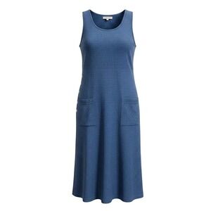 Vintage 90s Original TY Wear Cotton Pinafore Dress Blue Woven Jumper Maxi 12